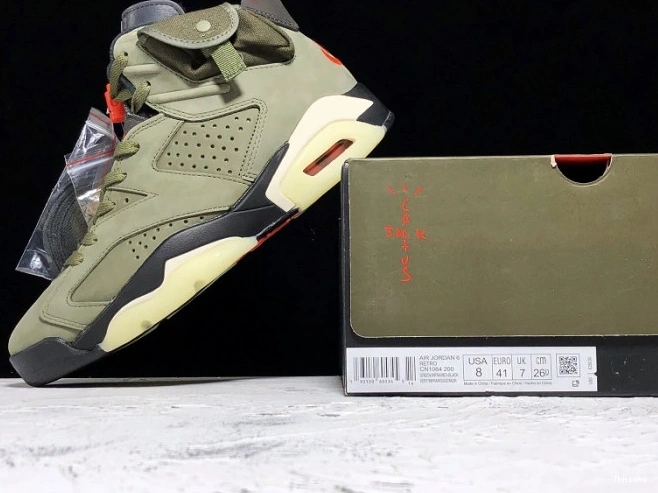 Cheap TBK Medium x Jordan Air Olive Scott 6 CN1084-200 Travis 0709